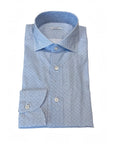 W6-UTHCUR Camicia Regular Microfantasia Azzurro Man