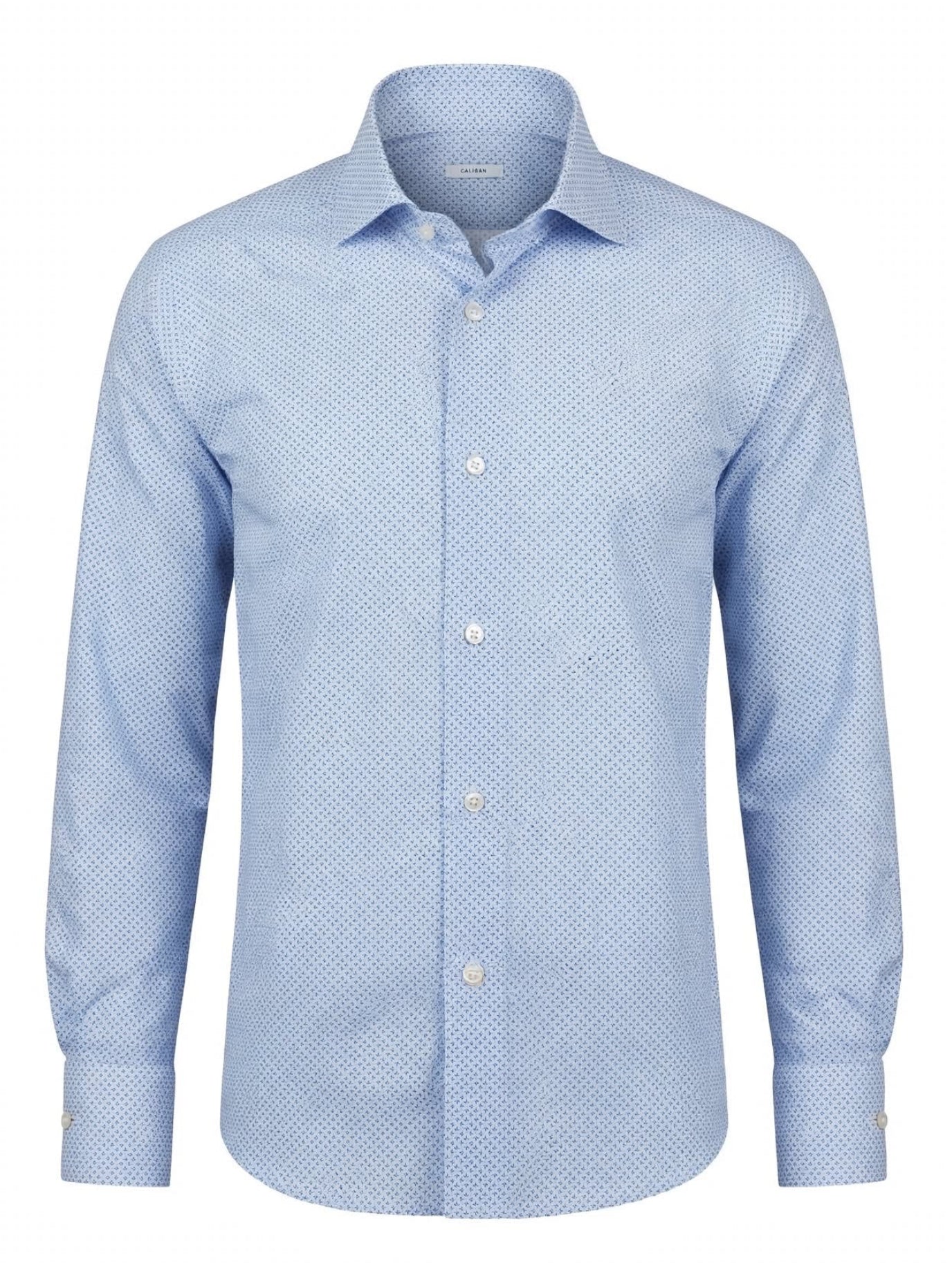 W6-UTHCUR Camicia Regular Microfantasia Azzurro Man