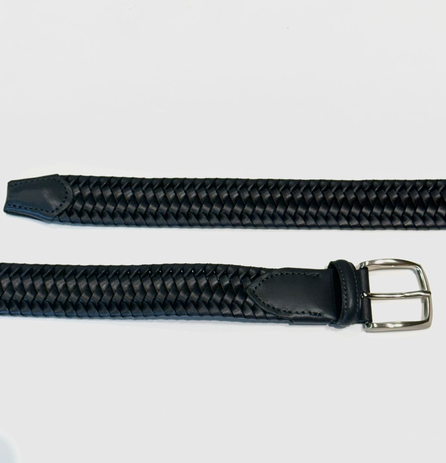Cintura In Pelle Intrecciata Cerata Blu