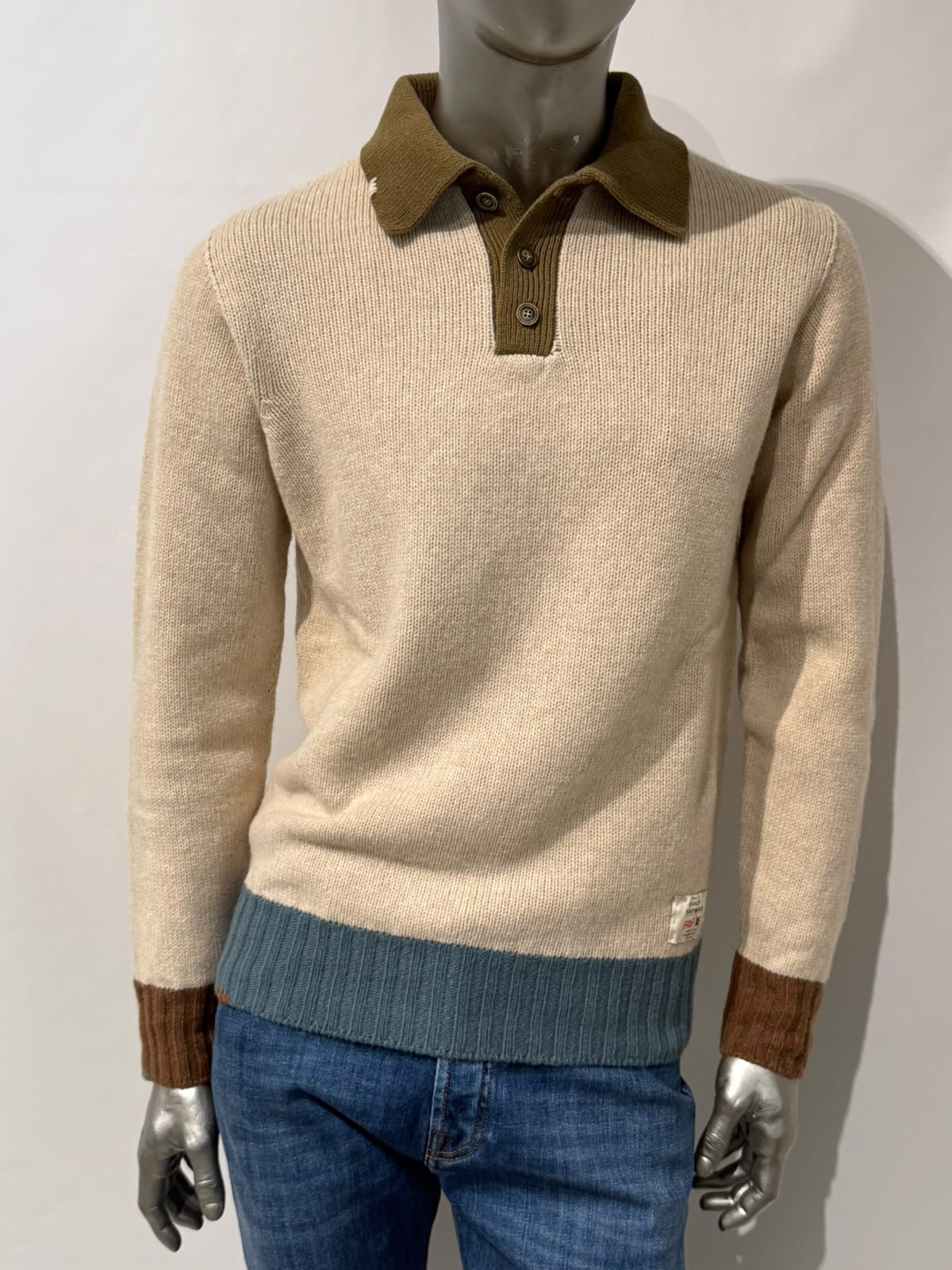 W6-ALLEN Polo Lana Color Block Var.1 Man