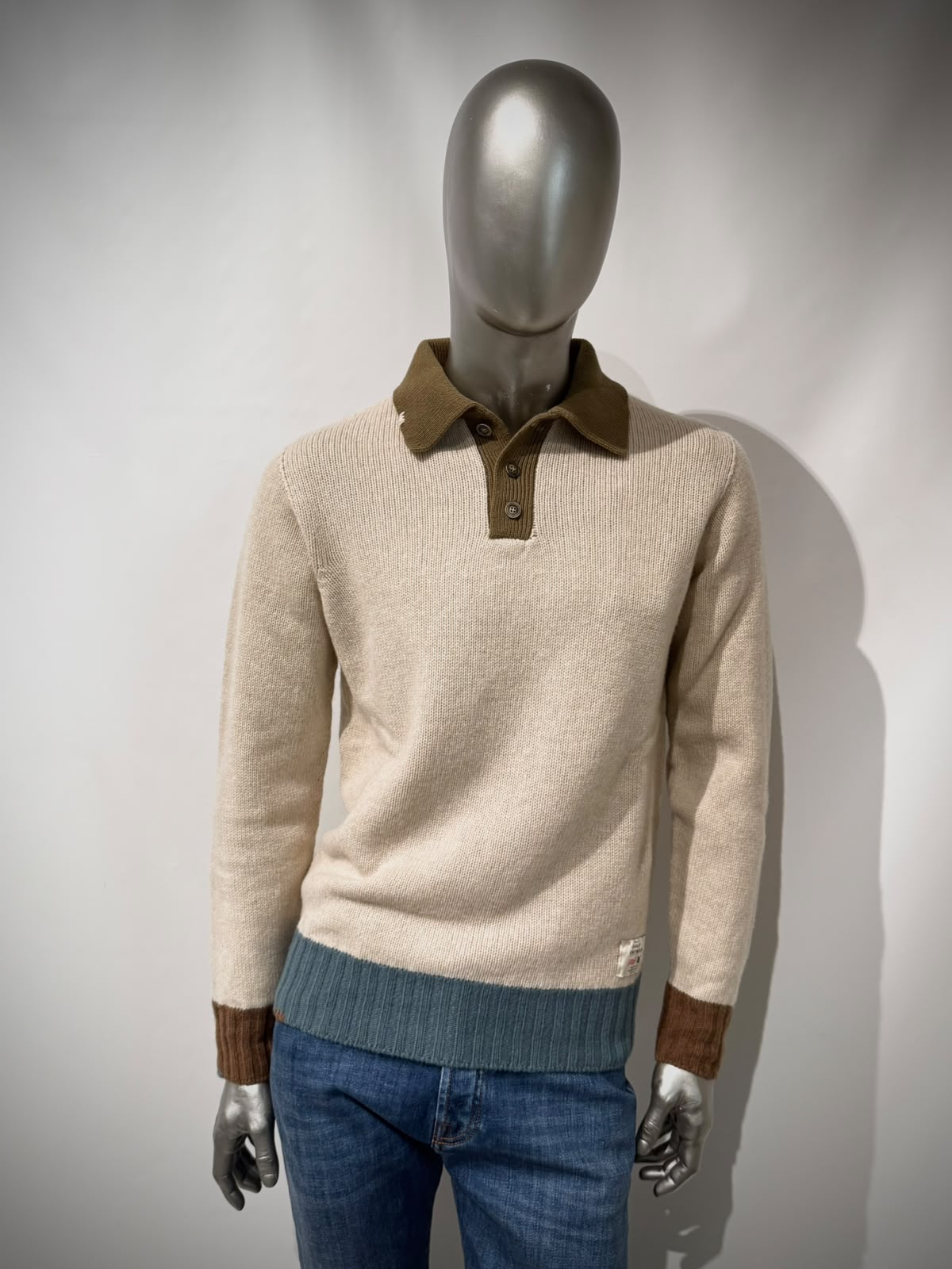 W6-ALLEN Polo Lana Color Block Var.1 Man