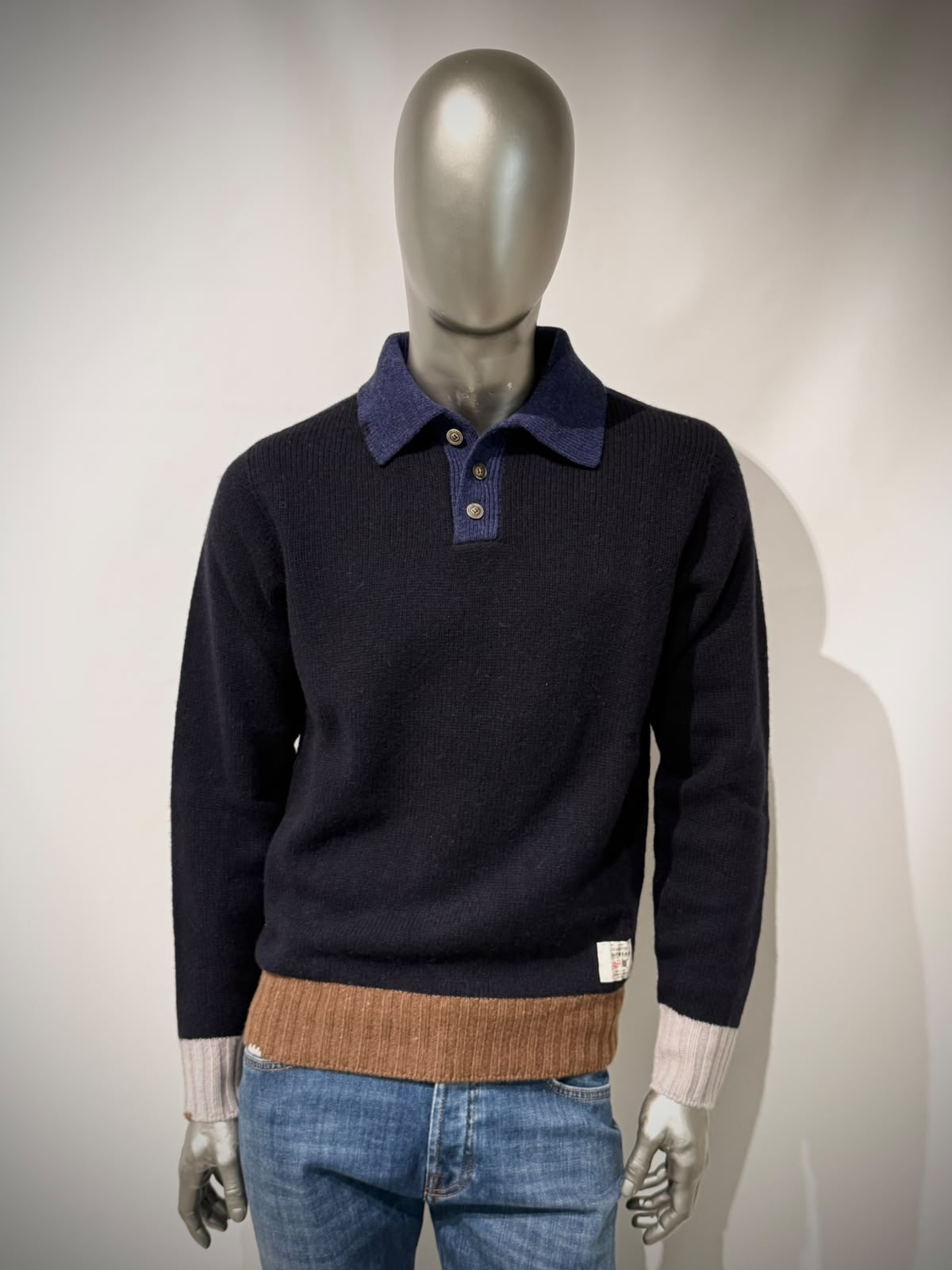 W6-ALLEN Polo Lana Color Block Var.2 Man