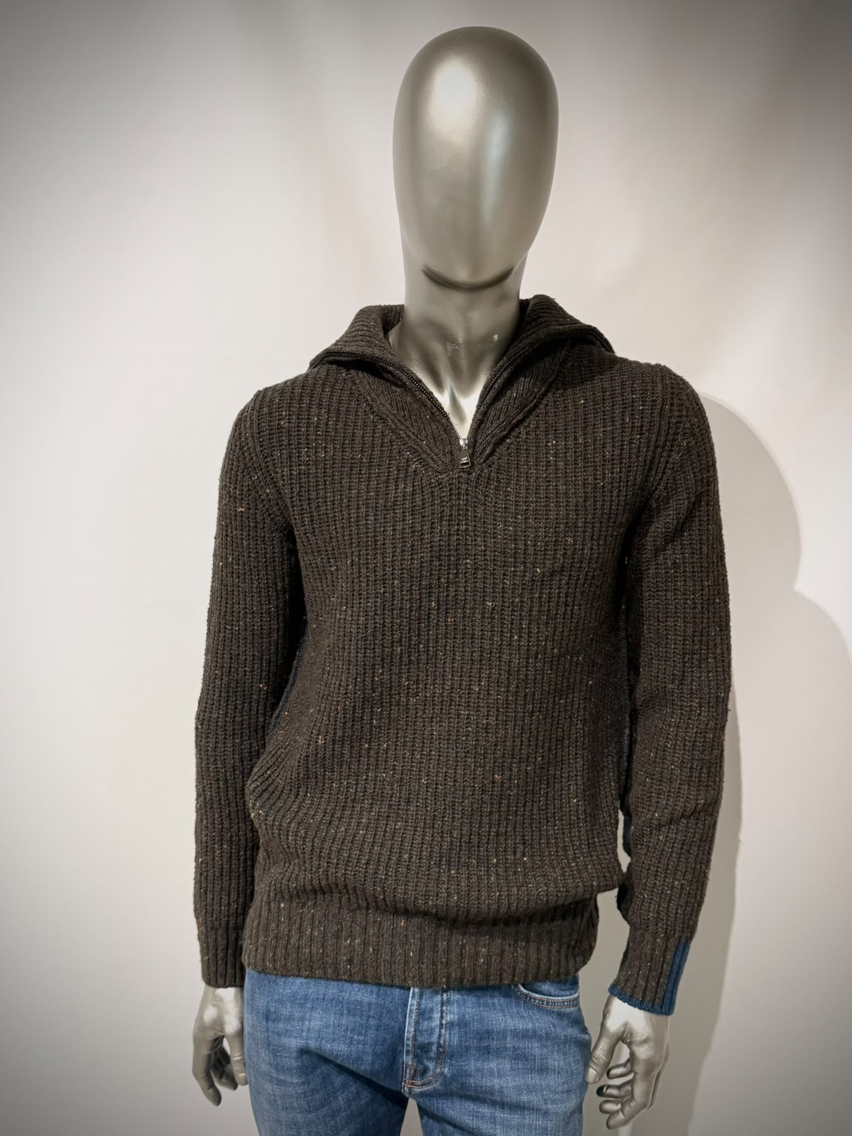 W6-TOMMY Maglia Lupetto Collo Zip Militare Man