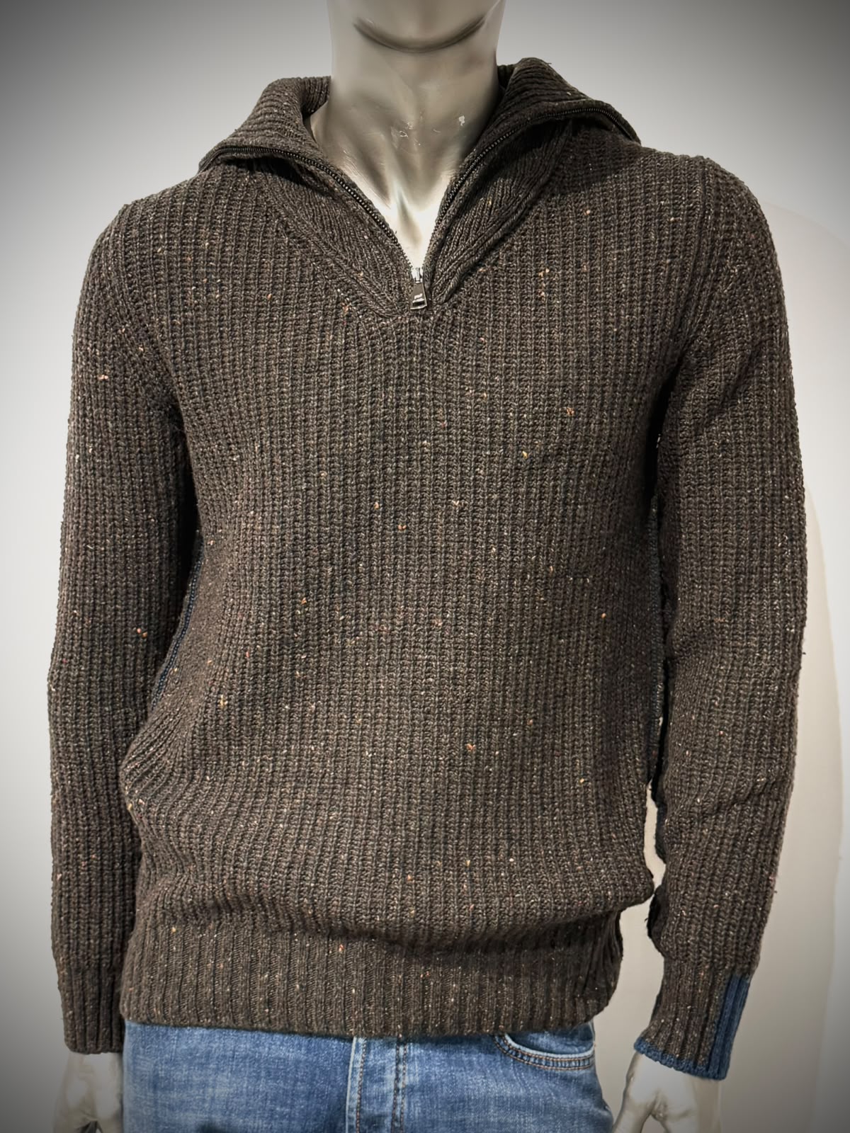 W6-TOMMY Maglia Lupetto Collo Zip Militare Man