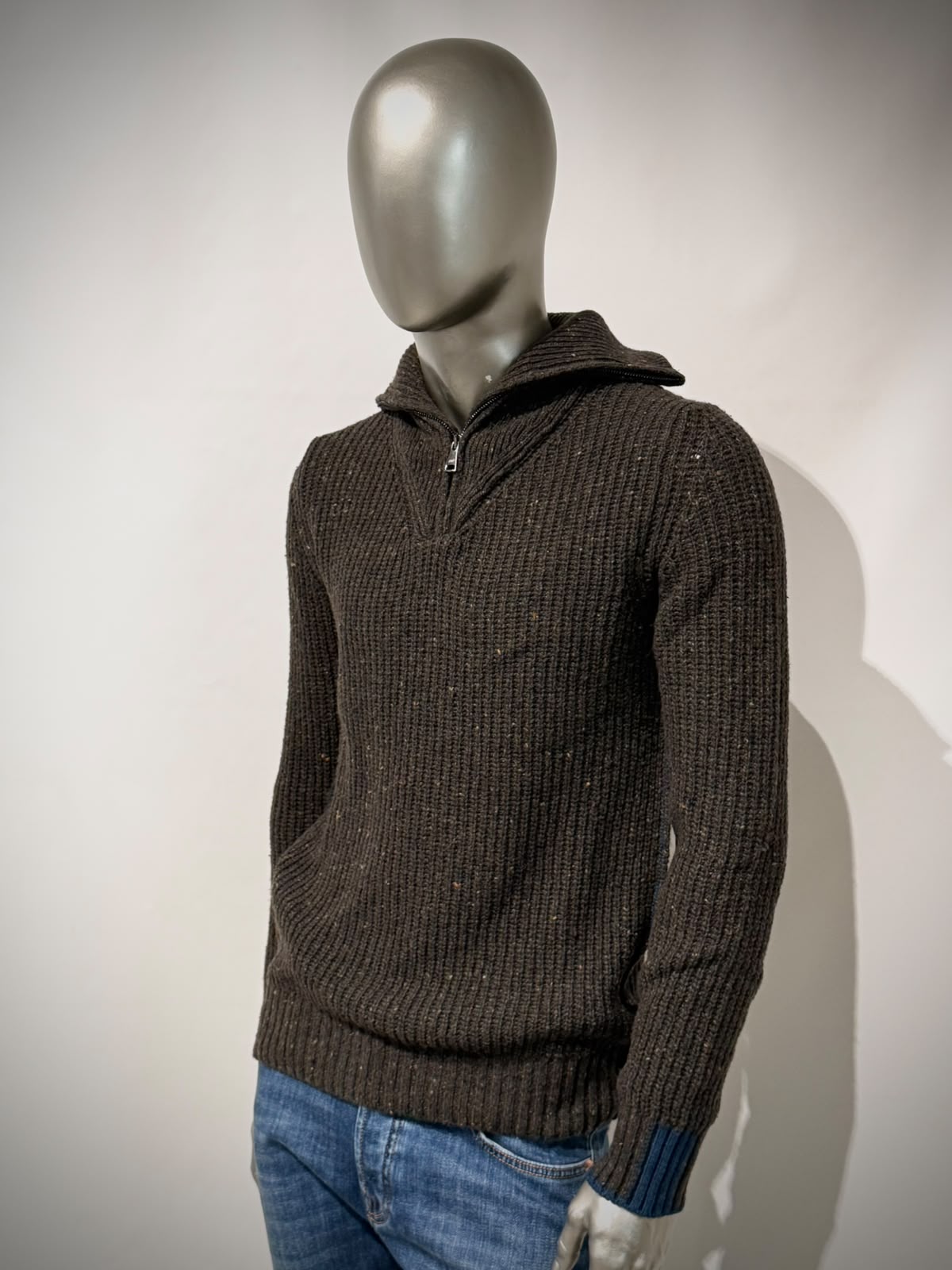 W6-TOMMY Maglia Lupetto Collo Zip Militare Man