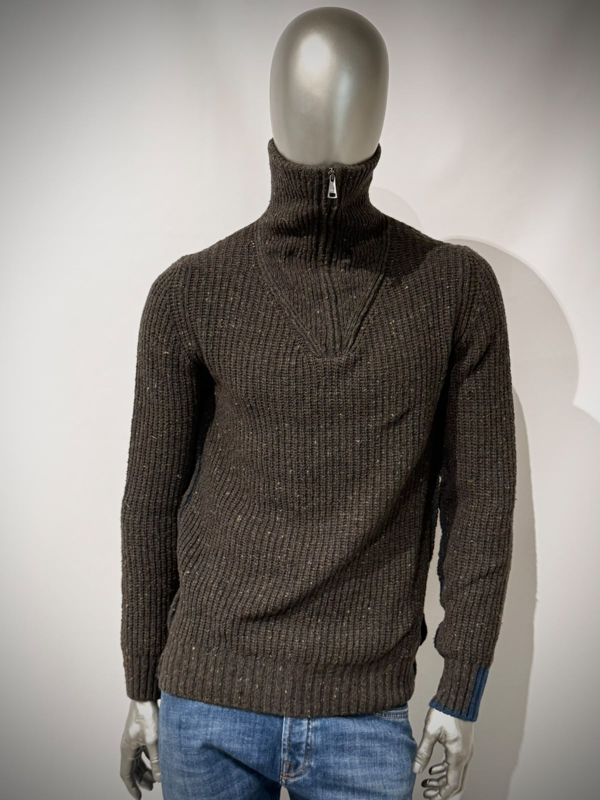 W6-TOMMY Maglia Lupetto Collo Zip Militare Man