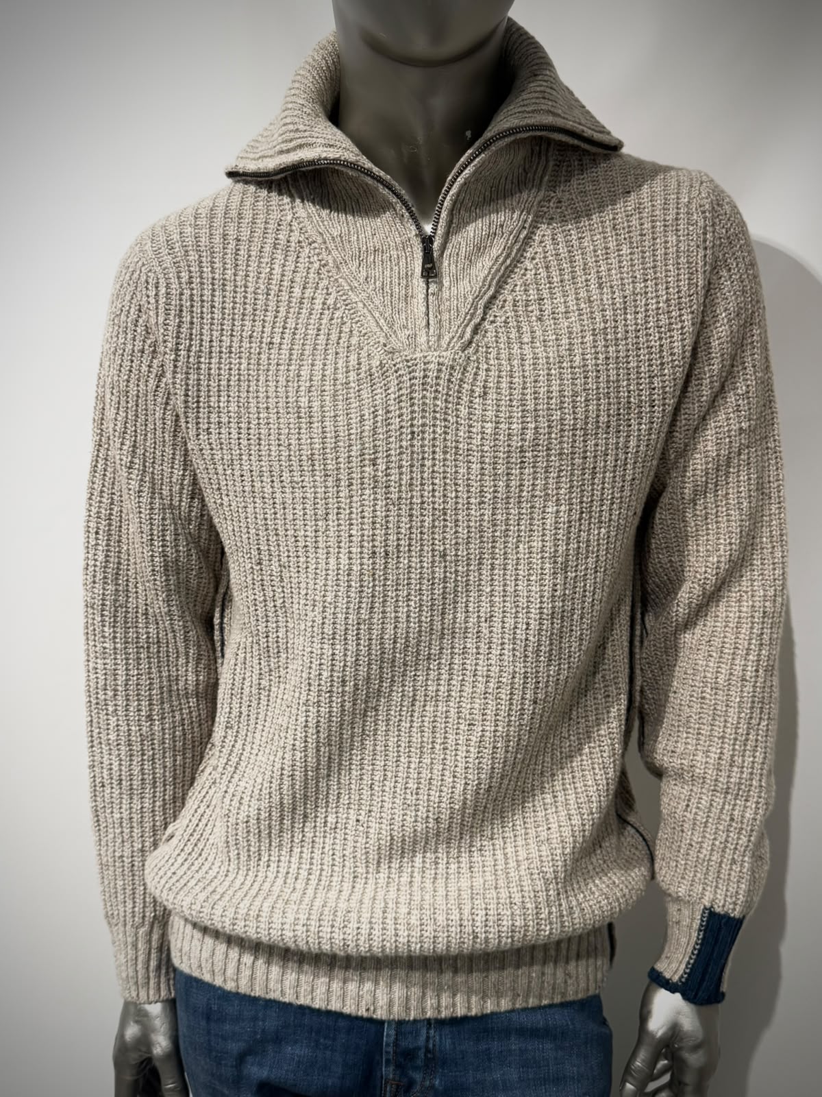 W6-TOMMY Maglia Lupetto Collo Zip Perla Man