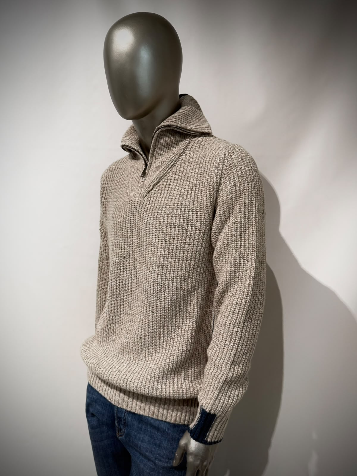 W6-TOMMY Maglia Lupetto Collo Zip Perla Man