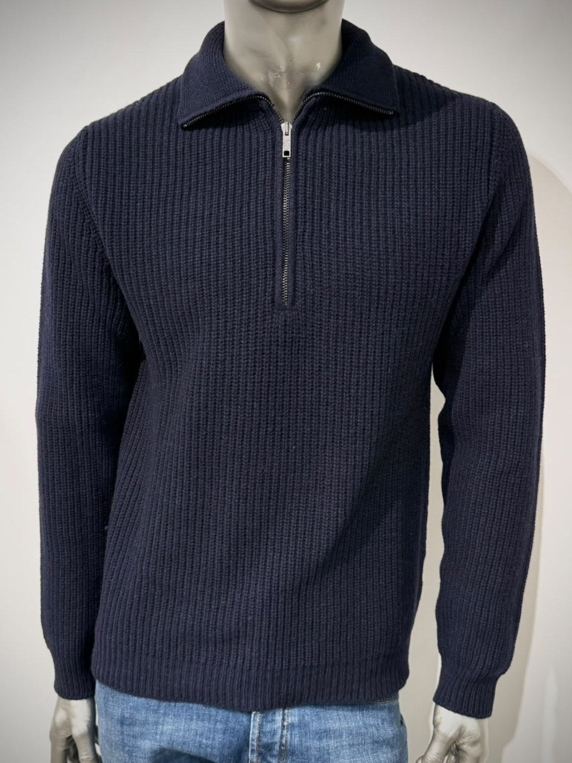 W6-0248 Polo Zip Costa Inglese Blu23 Man