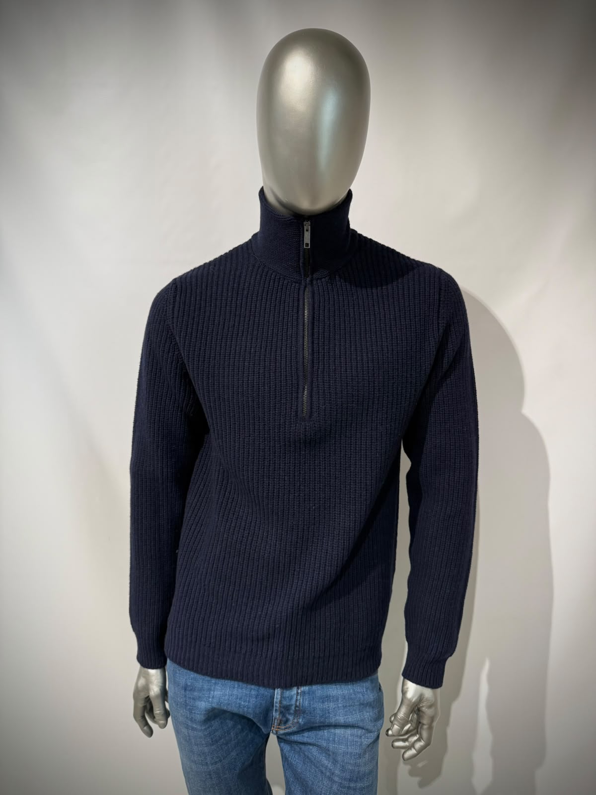 W6-0248 Polo Zip Costa Inglese Blu23 Man