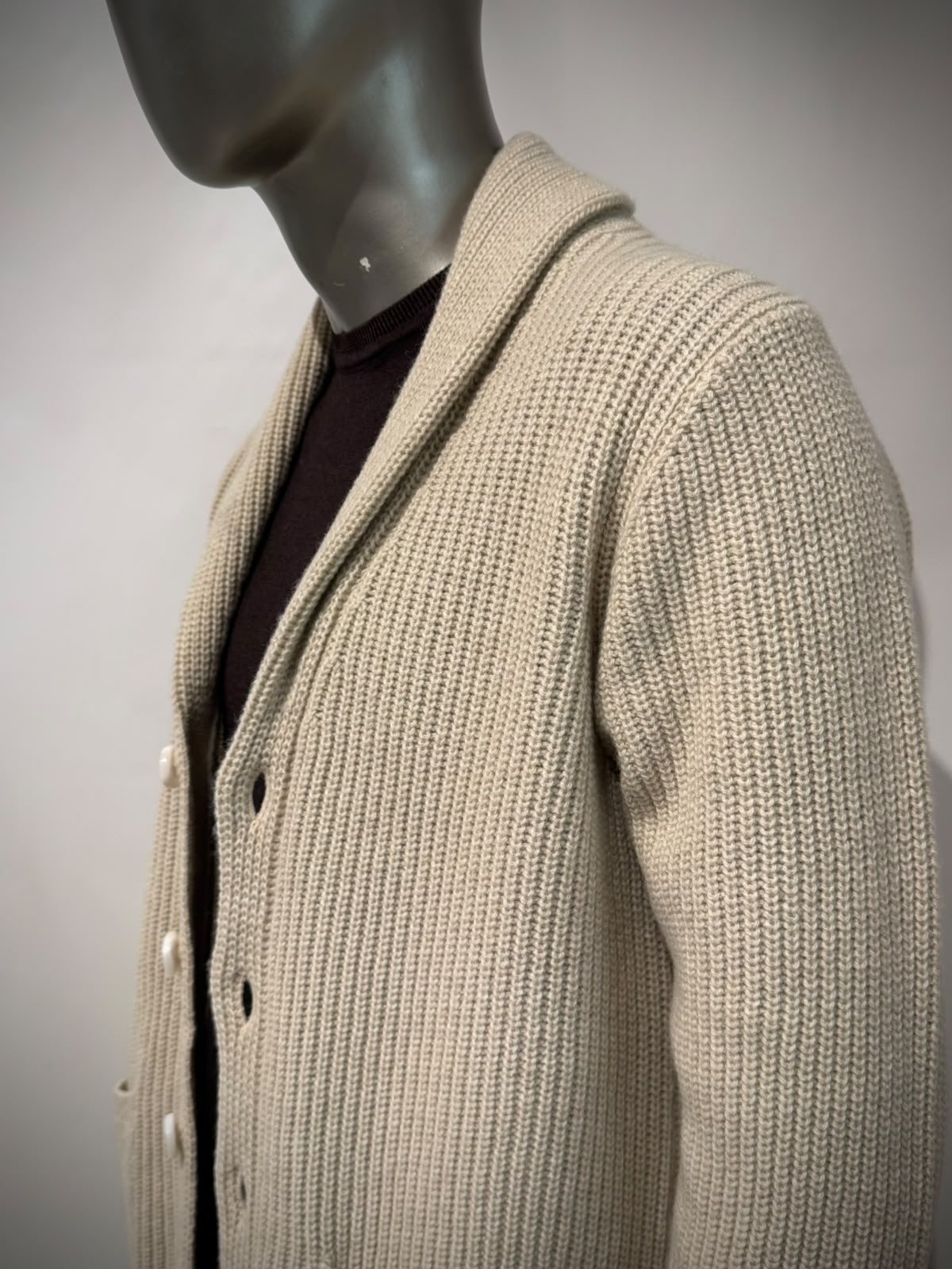 W6-0084 Cardigan Costa Inglese Panna100 Man