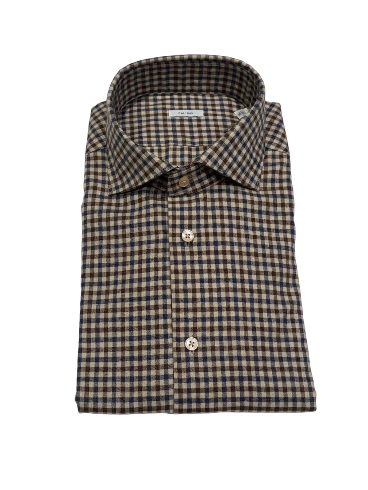 W6-T7GCUR Camicia Regular Quadri Blu/Marrone Man
