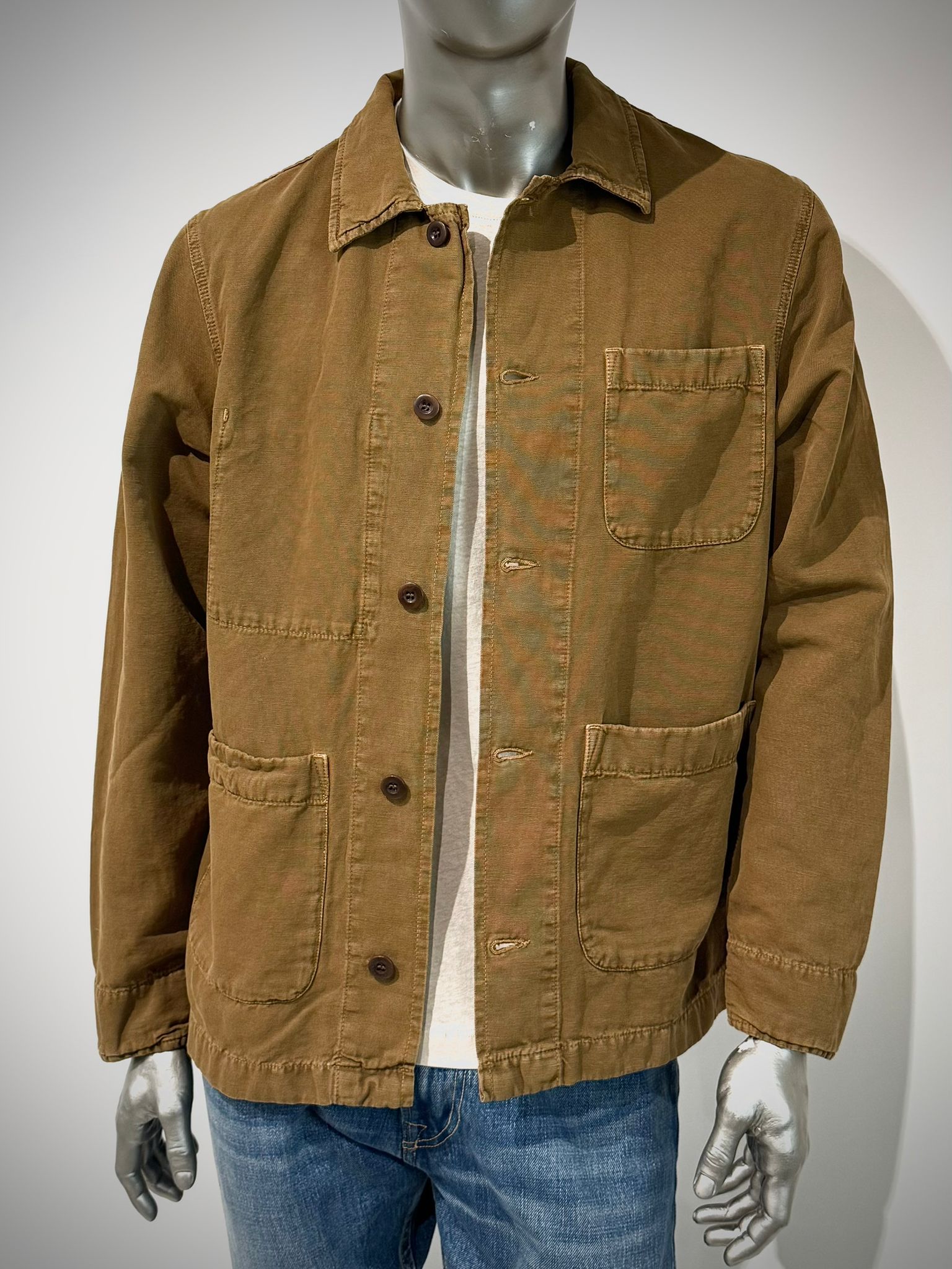 US6-ST.MALO Work Jacket Linen Tabacco Man