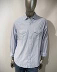 US6-FLAGSTAFF Camicia Seersucker Righe Bianco/Azzurro Man