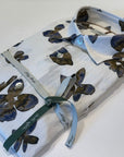 S6-4203 Camicia Jacqard Fiori Blu Brown Man