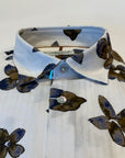 S6-4203 Camicia Jacqard Fiori Blu Brown Man