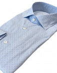 W6-UTHCUR Camicia Regular Microfantasia Azzurro Man