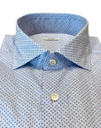 W6-UTHCUR Camicia Regular Microfantasia Azzurro Man