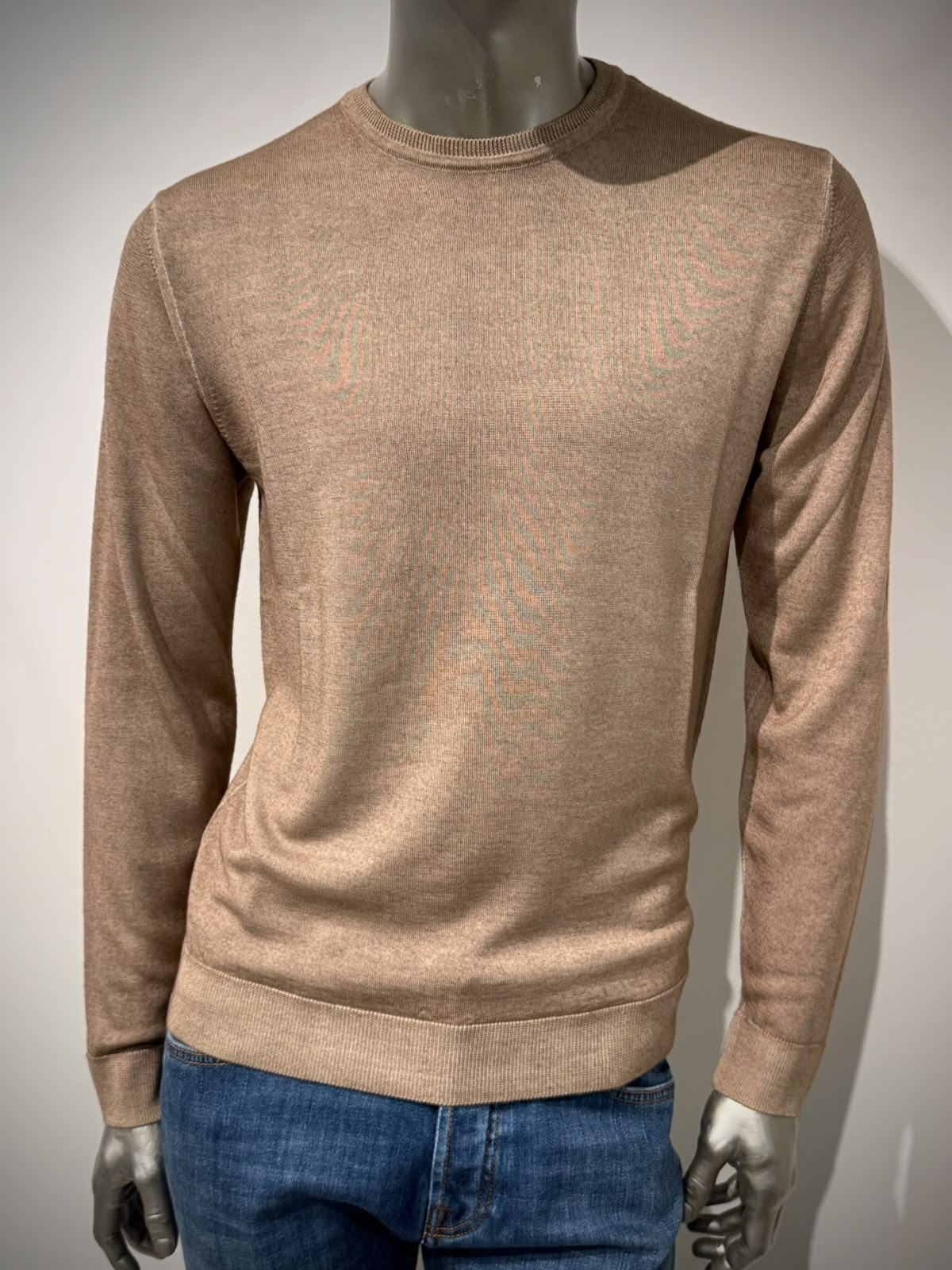 W6-0002 Maglia Lana Girocollo Sabbia30 Man