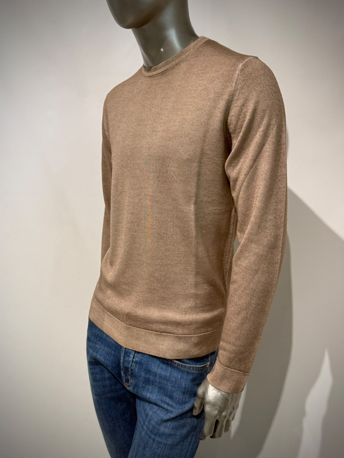 W6-0002 Maglia Lana Girocollo Sabbia30 Man