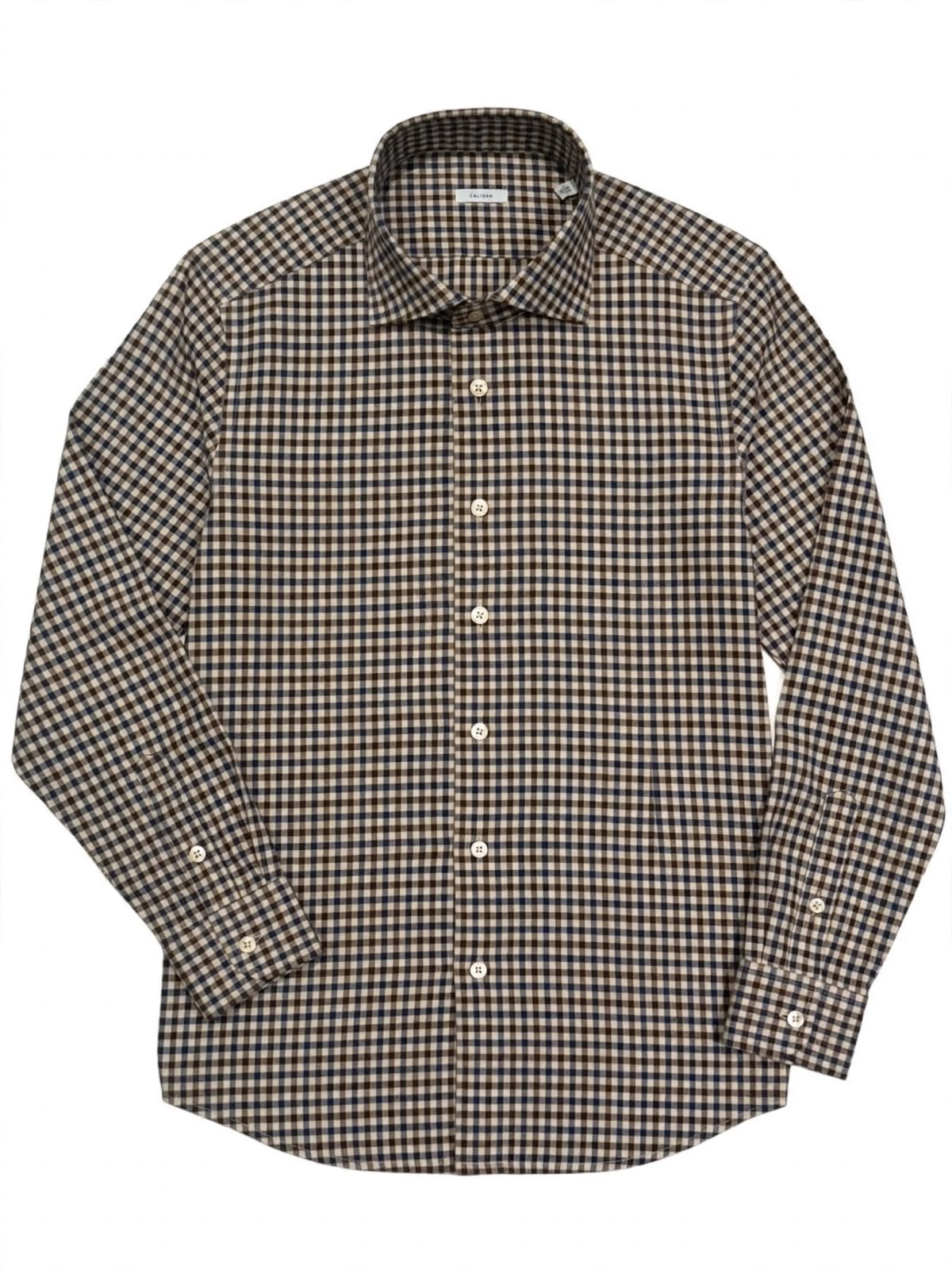 W6-T7GCUR Camicia Regular Quadri Blu/Marrone Man
