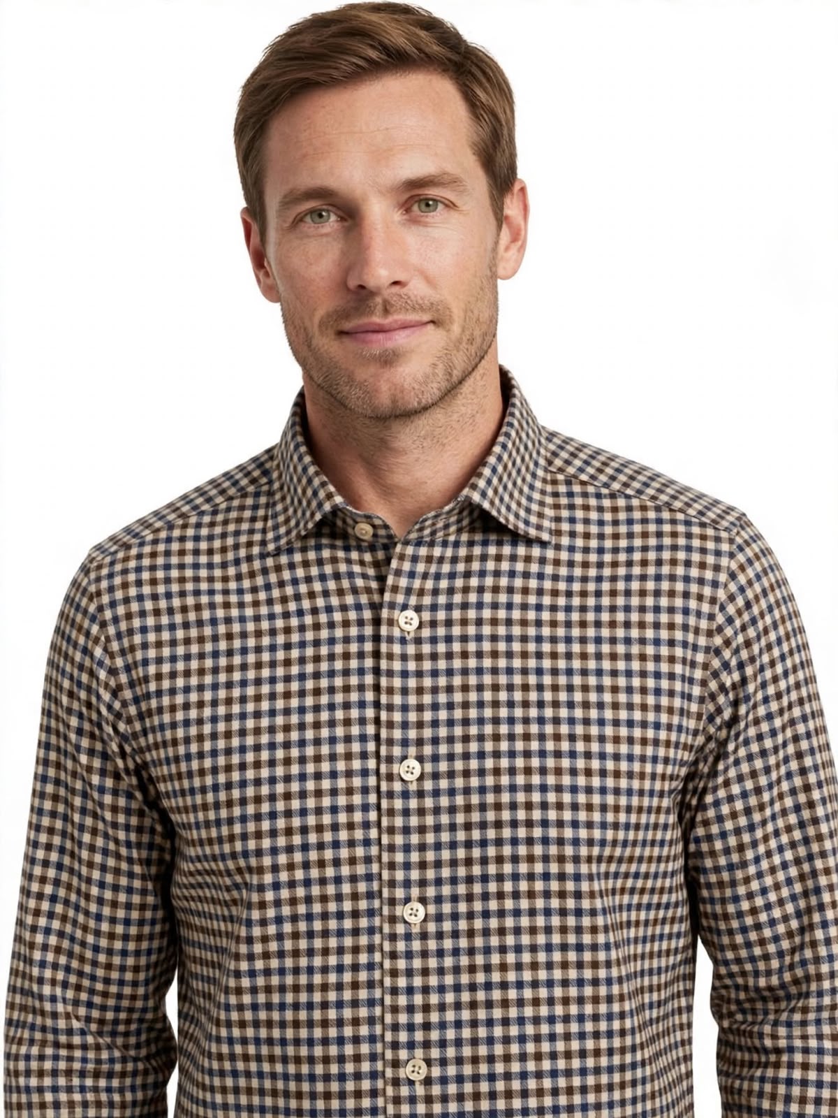 W6-T7GCUR Camicia Regular Quadri Blu/Marrone Man