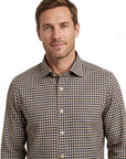 W6-T7GCUR Camicia Regular Quadri Blu/Marrone Man