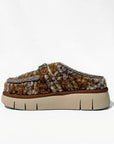 W6-Bounce Clog Plaid Teddy Fur Mercia Marron