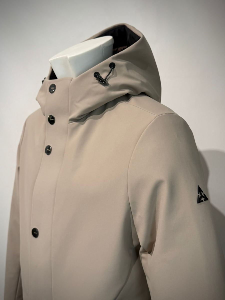 W5-0015 FROST Parka Tech Lungo Cappuccio Beige Man