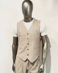 S5-1435 Gilet Lino E Cotone Beige Man
