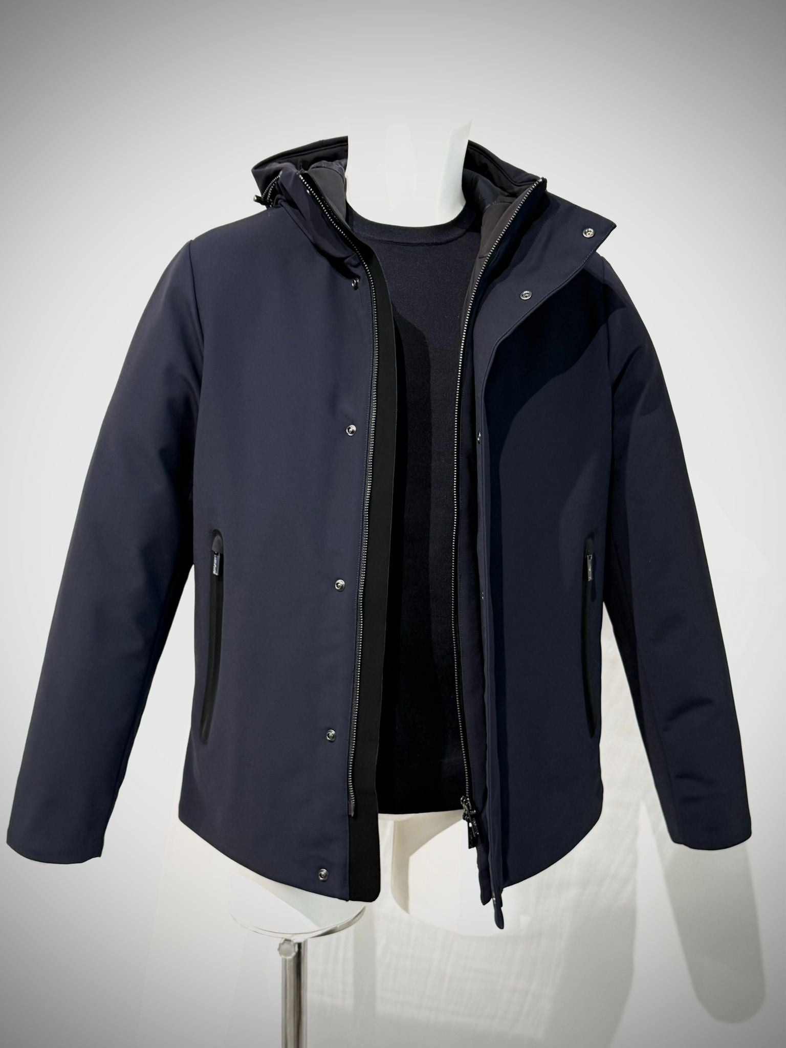 W5-0017 BONDED Parka Tech Corto Cappuccio Blu Man
