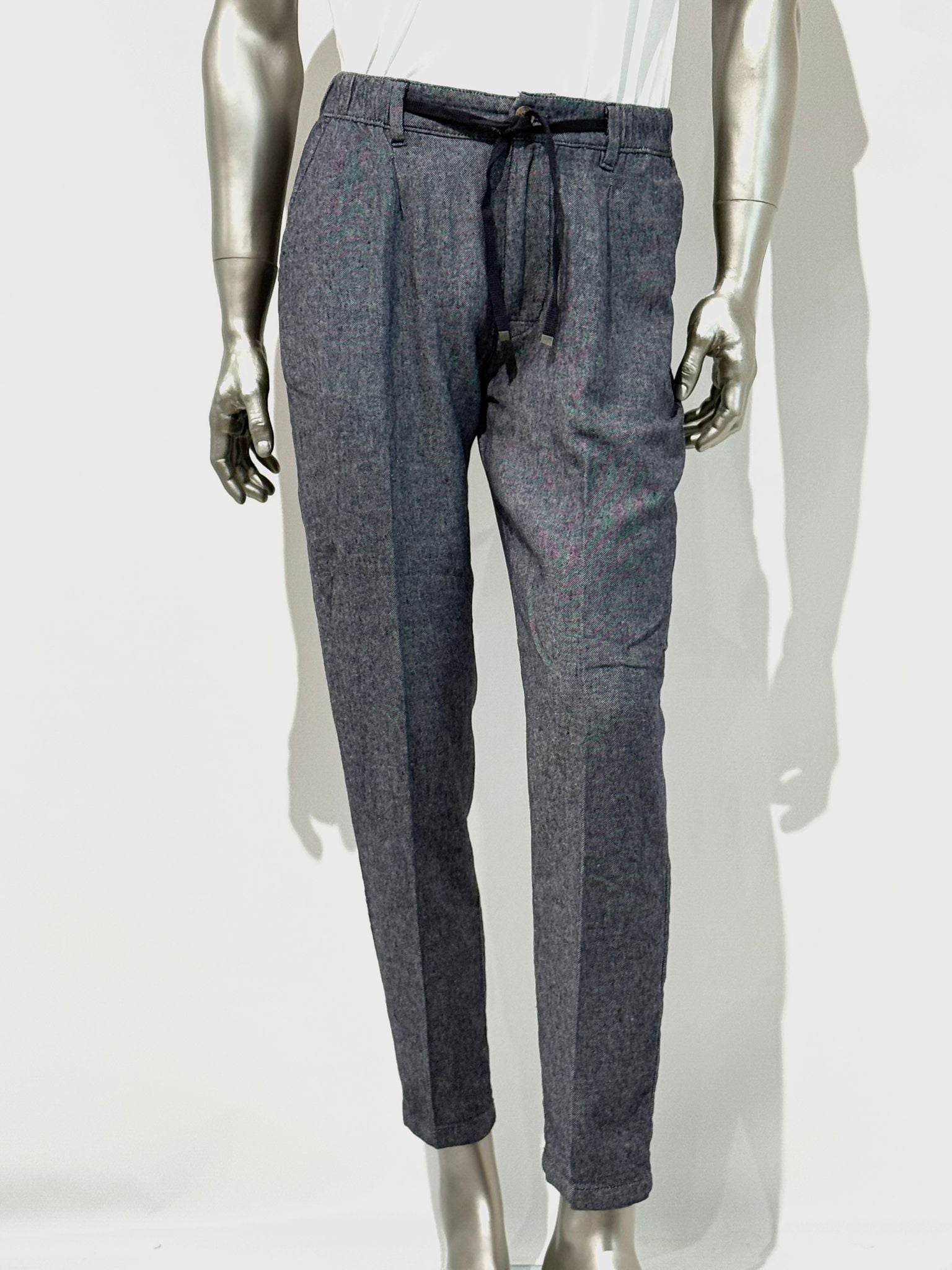 S5-1442 Pantalone Lino E Cotone Navy Blue Man