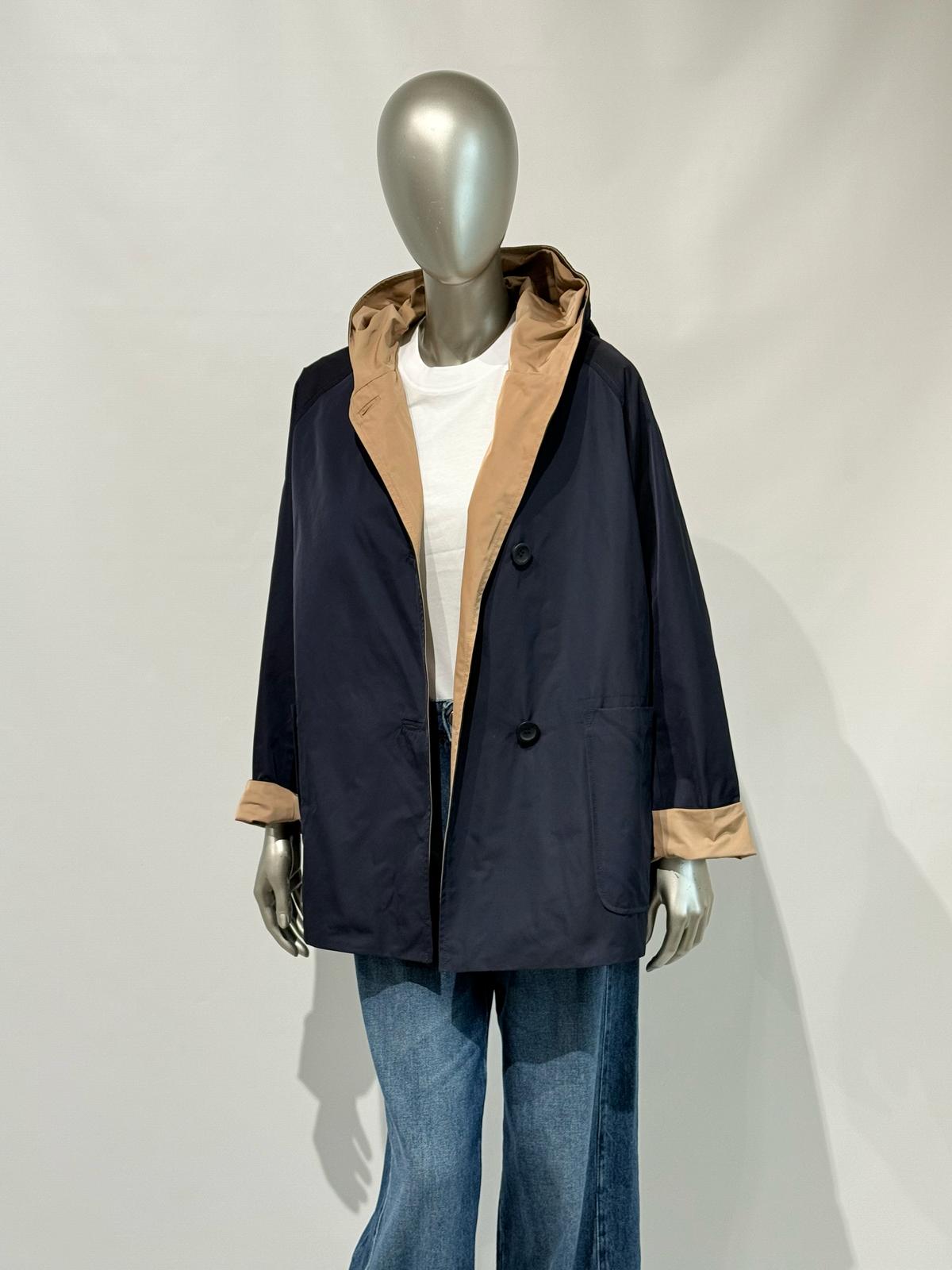 S5-9411 Impermeabile Reversibile in Nylon Memory Blu/Cammello