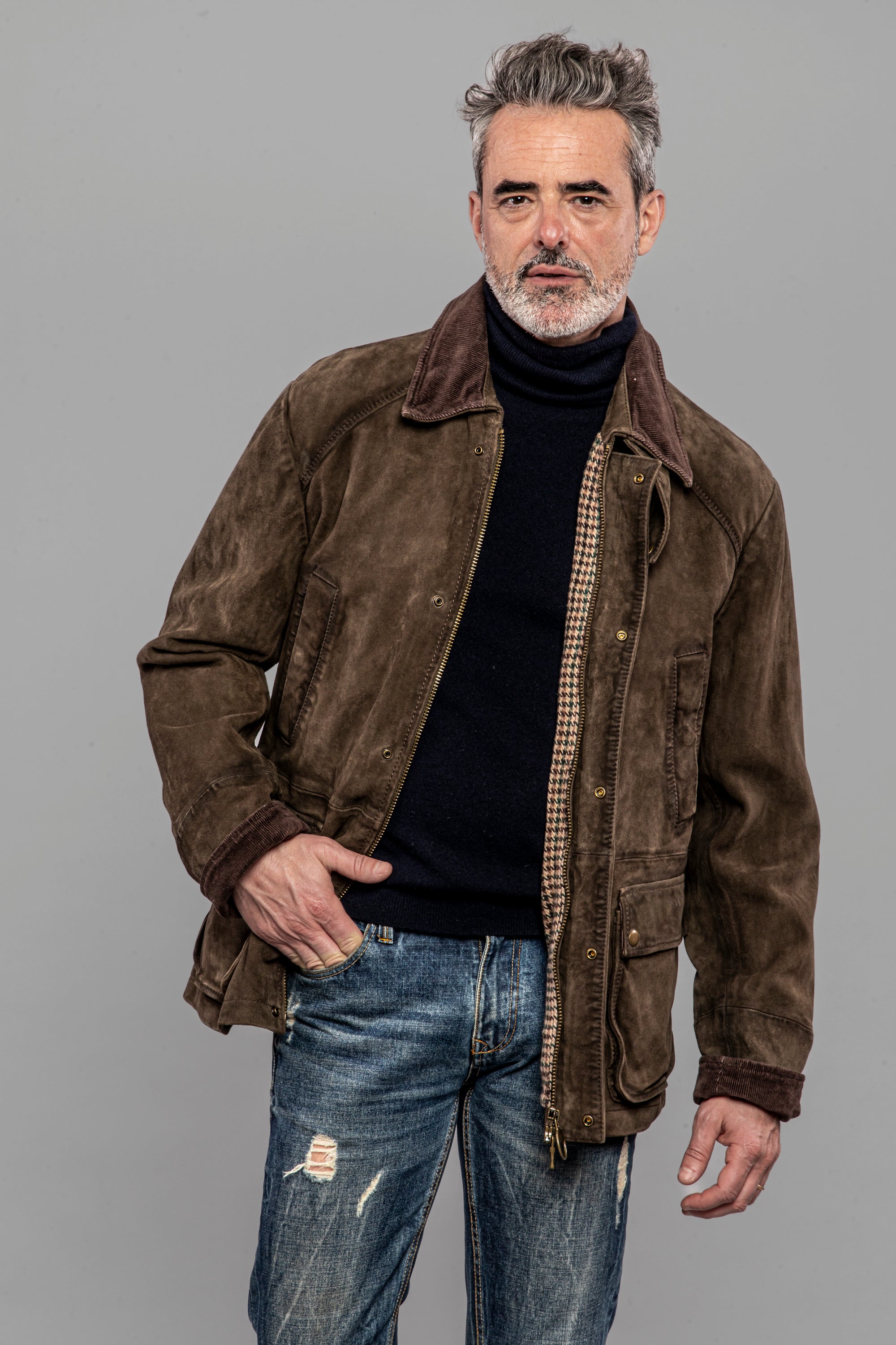 UW5-BALMORAL Giubbotto Burned Suede Verde Alga Man