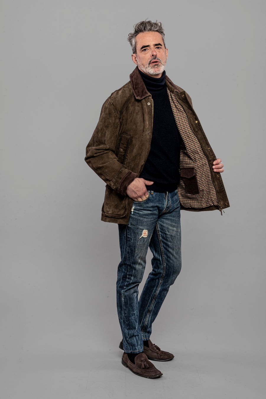 UW5-BALMORAL Giubbotto Burned Suede Verde Alga Man