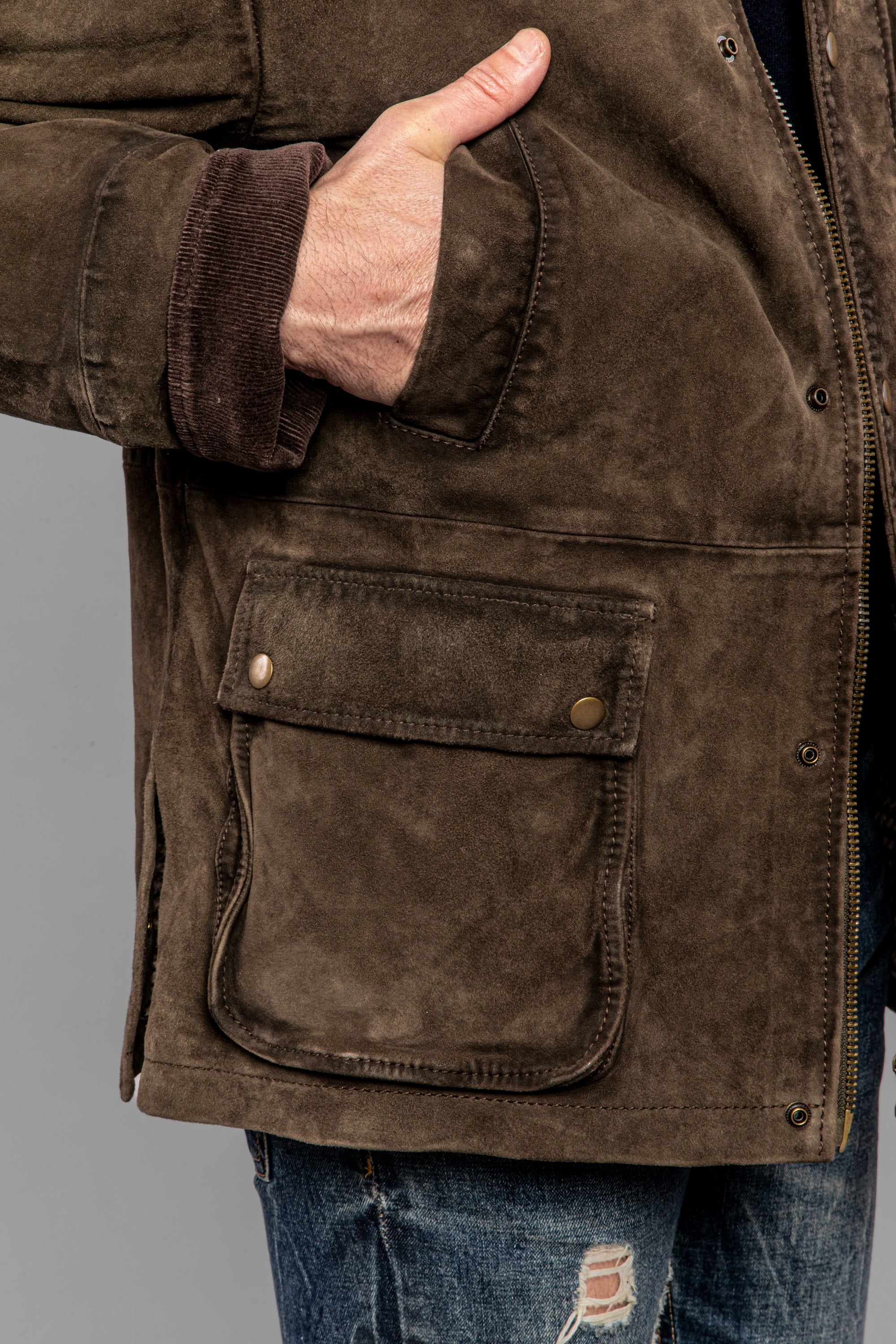 UW5-BALMORAL Giubbotto Burned Suede Verde Alga Man