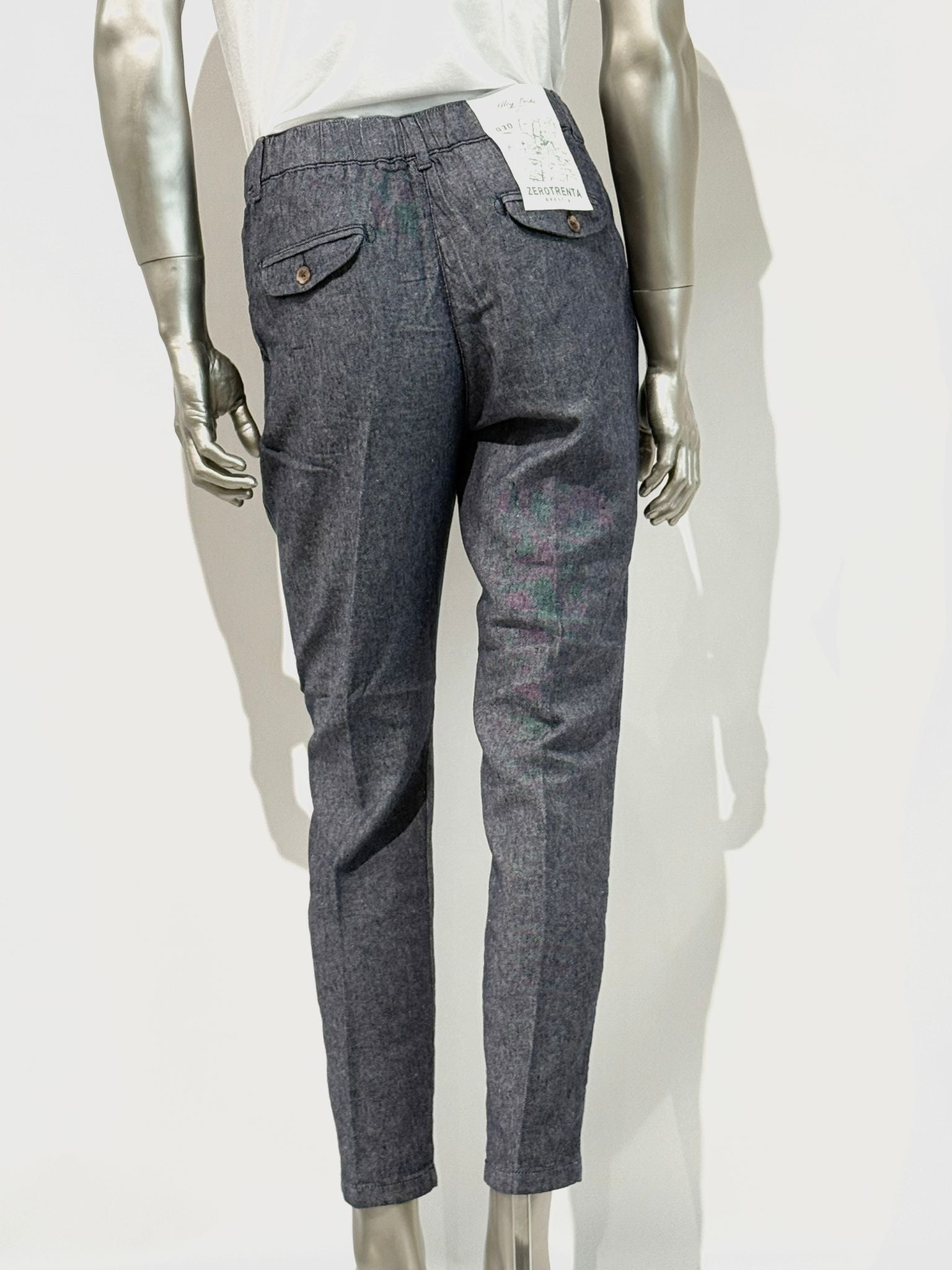 S5-1442 Pantalone Lino E Cotone Navy Blue Man