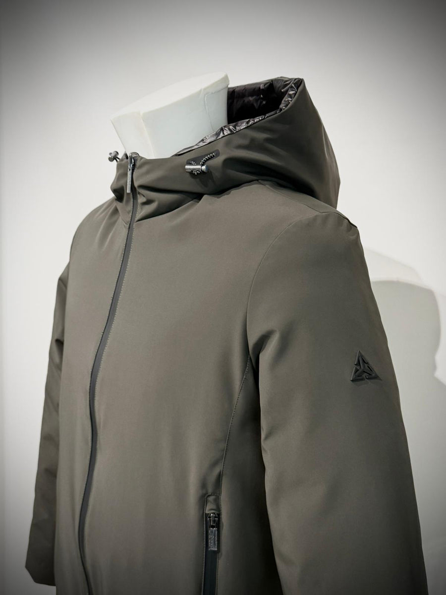 W5-0004 Giubbotto Reversibile Cappuccio Militare/Nero Man