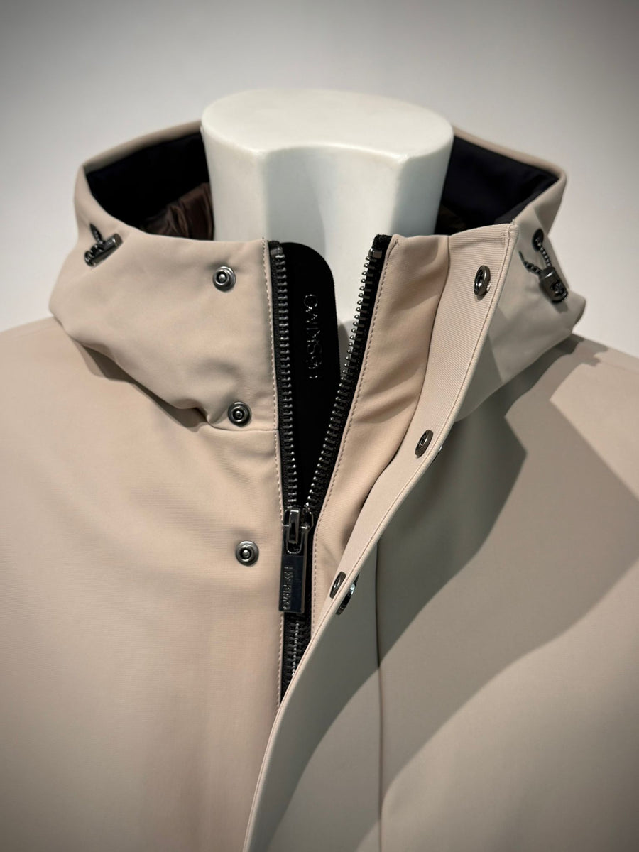 W5-0015 FROST Parka Tech Lungo Cappuccio Beige Man