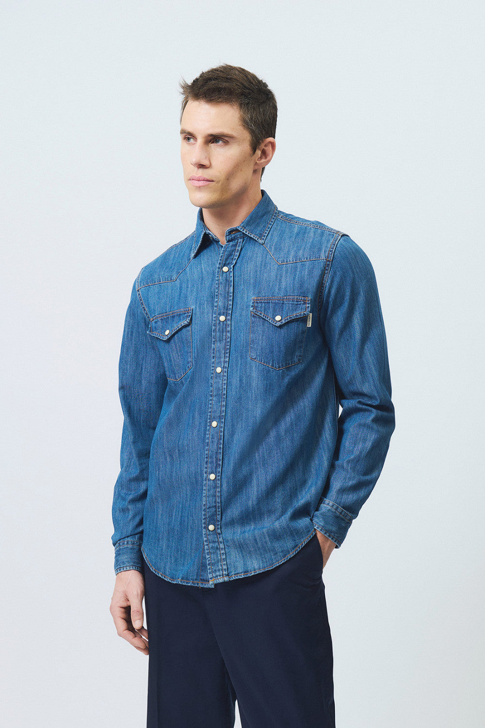 US6-Camicia Martin Denim Cobalt Stone Man