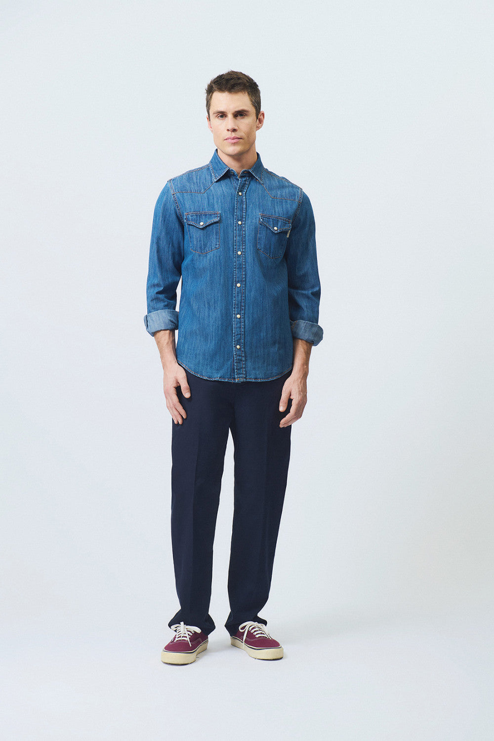 US6-Camicia Martin Denim Cobalt Stone Man