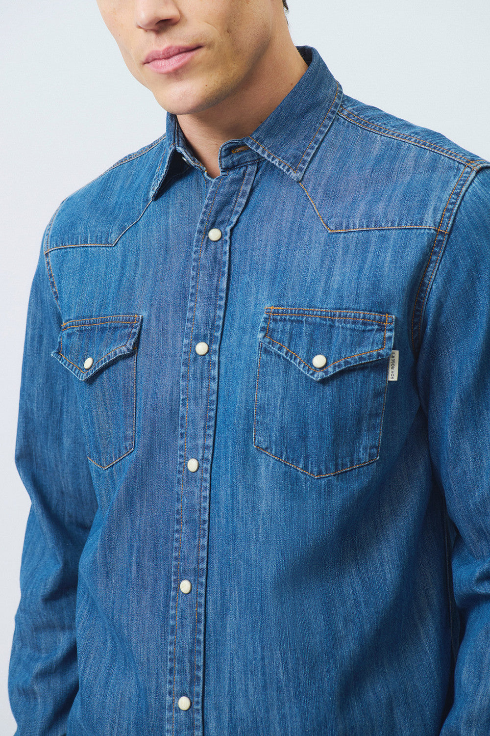 US6-Camicia Martin Denim Cobalt Stone Man