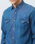 US6-Camicia Martin Denim Cobalt Stone Man