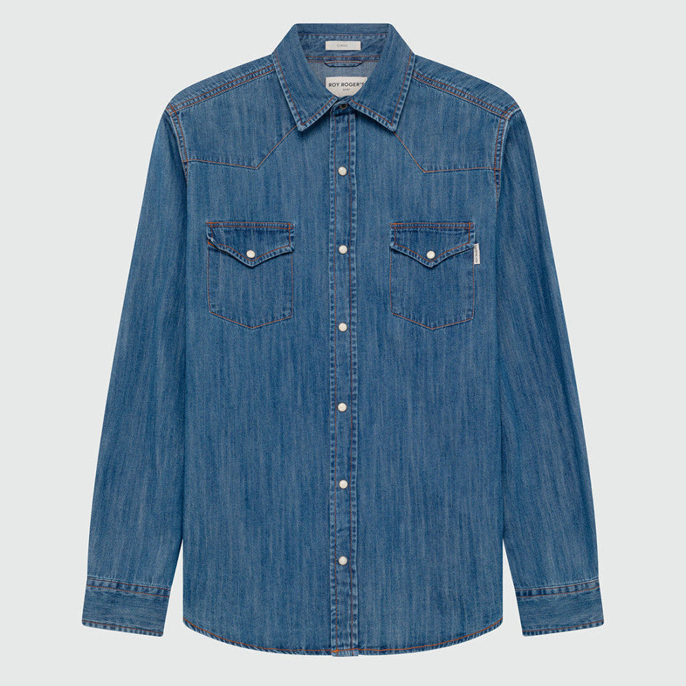 US6-Camicia Martin Denim Cobalt Stone Man