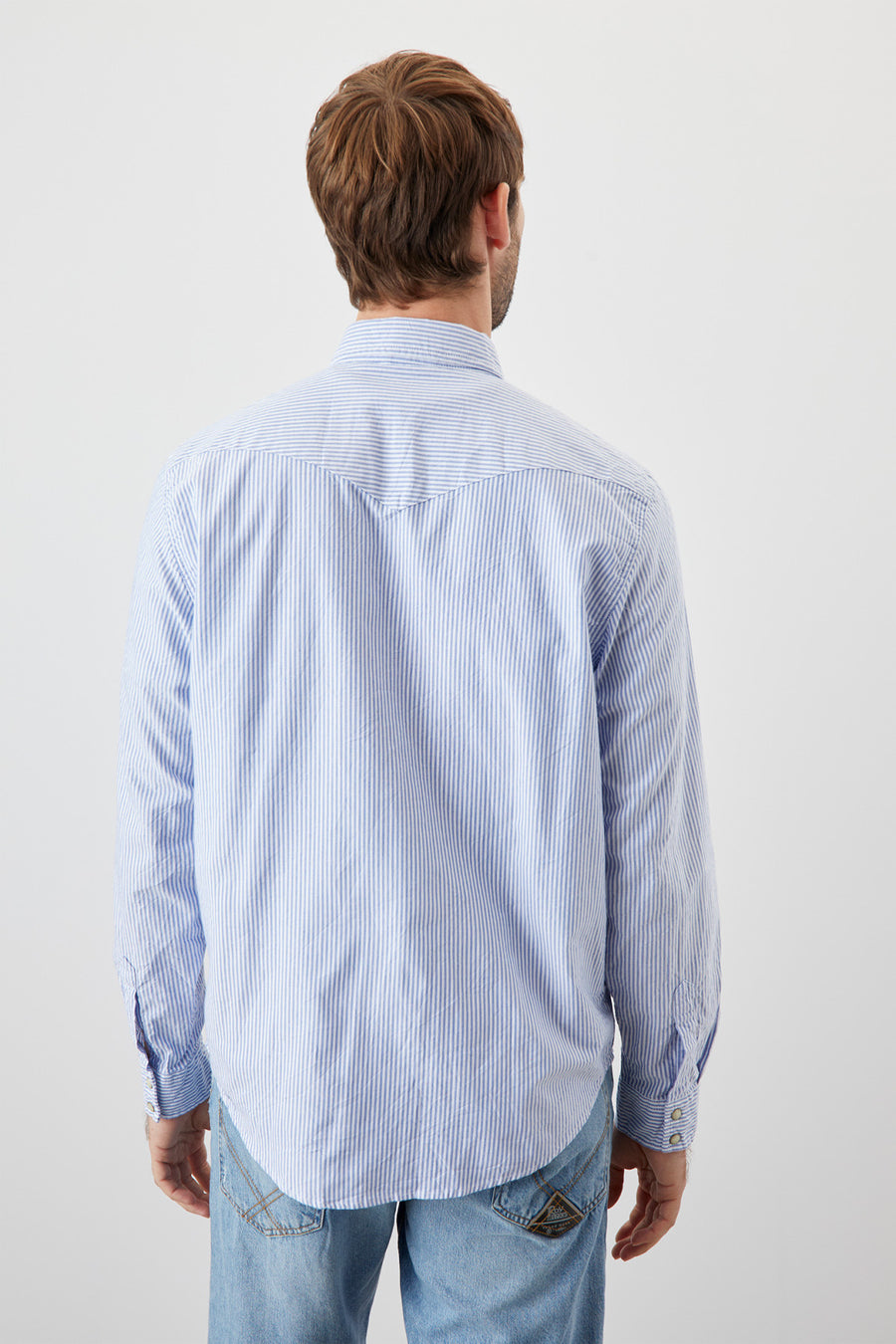 US4- Camicia Martin Oxford Stripes Bianco/Azzurro Man