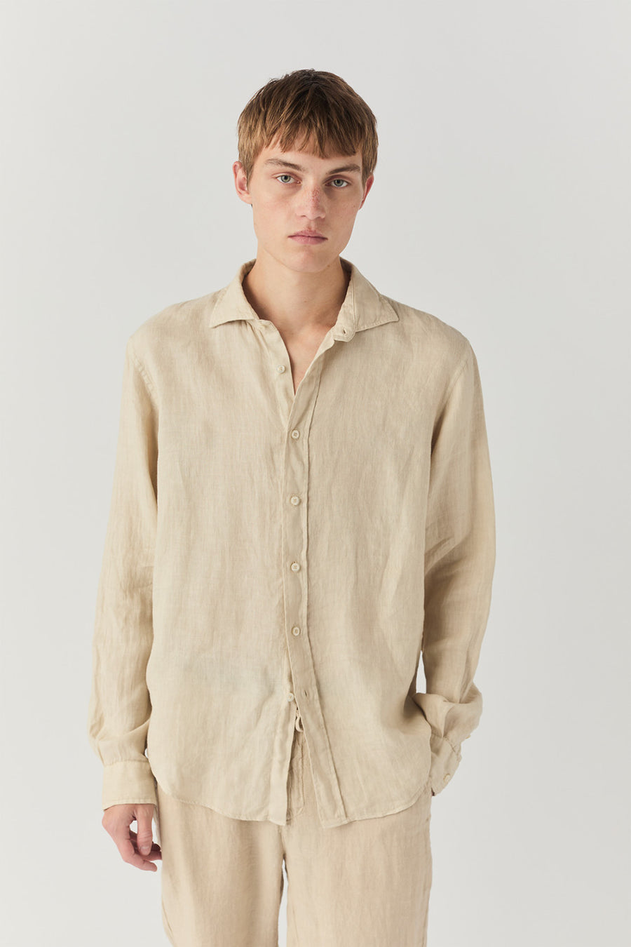 US5- Camicia Pierce Riviera Lino Mastice Man