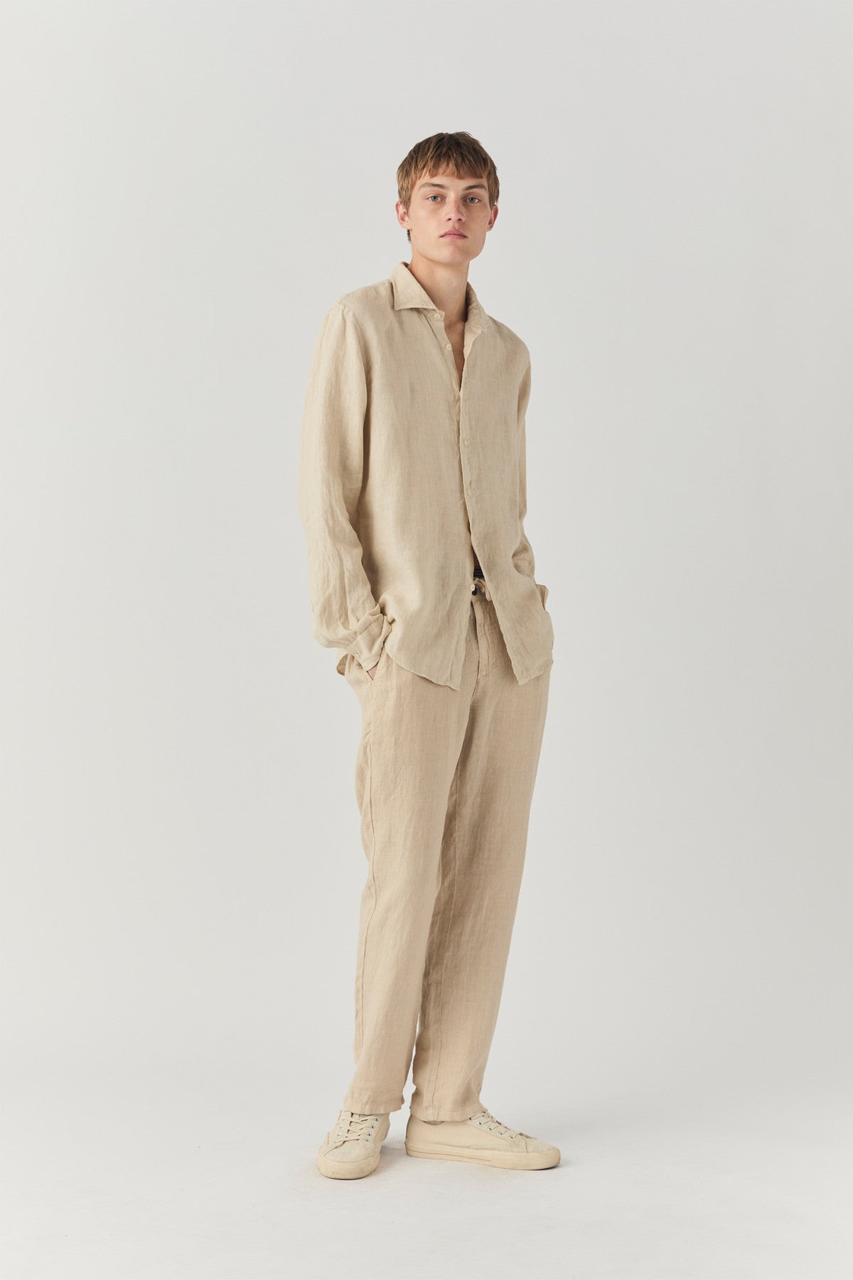 US5- Camicia Pierce Riviera Lino Mastice Man