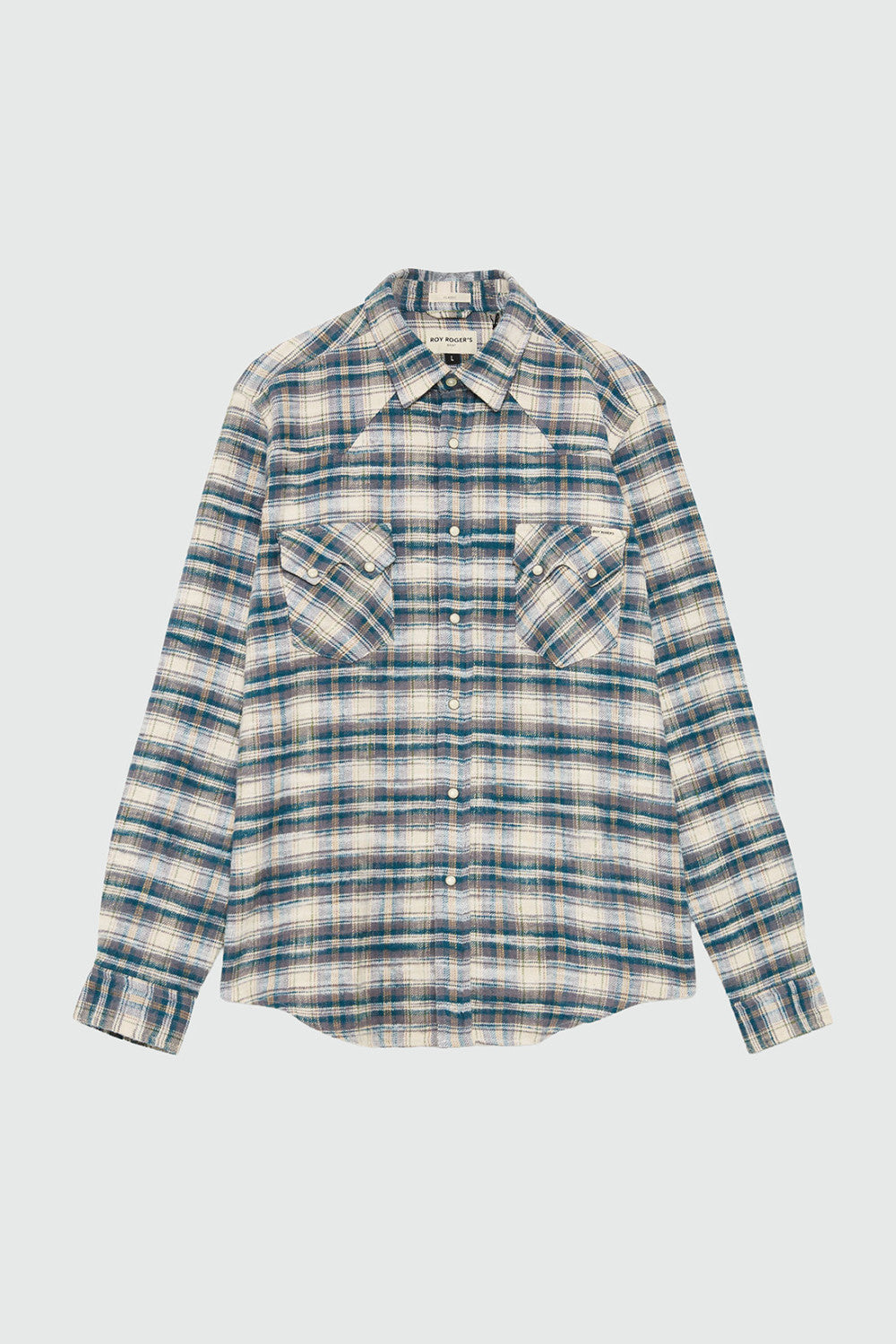 UW6-WESTERN Camicia Check Washed Ecru/Grey Man