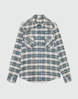 UW6-WESTERN Camicia Check Washed Ecru/Grey Man