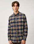 UW6-WORK Camicia Check Washed Blue/Yellow Man
